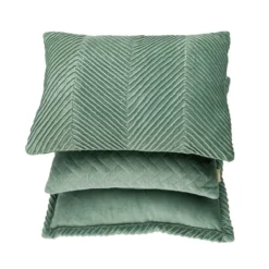 Sierkussen velours tucked border seablue