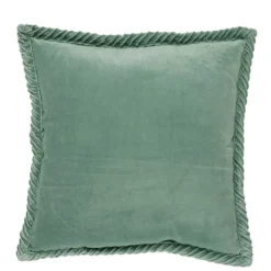Sierkussen velours tucked border seablue
