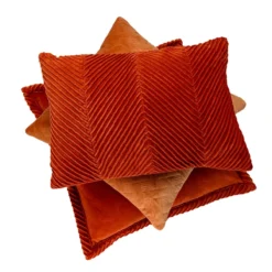 Sierkussen velours tucked border terra