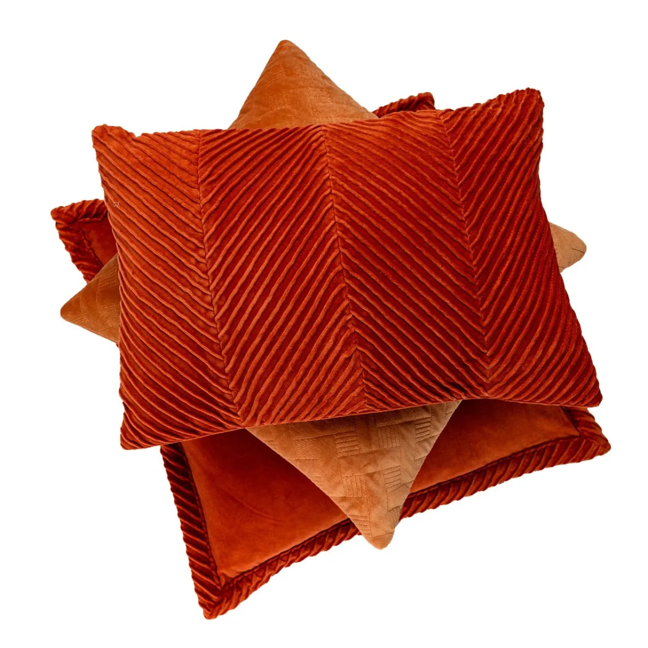 Sierkussen velours tucked border terra