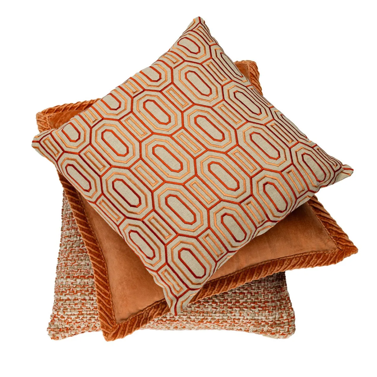 Sierkussen velours tucked border terra