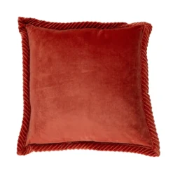 Sierkussen velours tucked border warmred