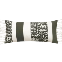 Sierkusssen bohemian streep olijf ecru 72x33 cm