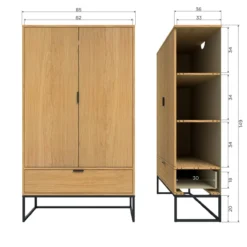 Silas 2-deurs kast eiken decor [fsc]