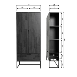 Silas 2-deurs kast essen blacknight [fsc]