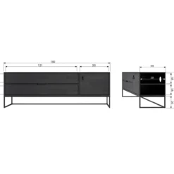 Silas tv meubel 180 cm essen blacknight [fsc]