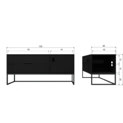Silas tv meubel 120 cm essen blacknight [fsc]