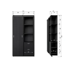 Slide kast barn bezaagd mat zwart [fsc]