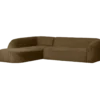 Sloping hoekbank links structure velvet brass