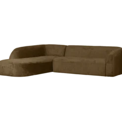 Sloping hoekbank links structure velvet brass