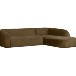 Sloping hoekbank rechts structure velvet brass