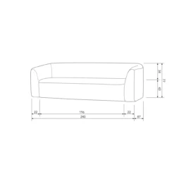 Sloping 3-zits bank lichtbruin melange