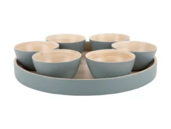 Snack tray Puro round bamboo jungle green