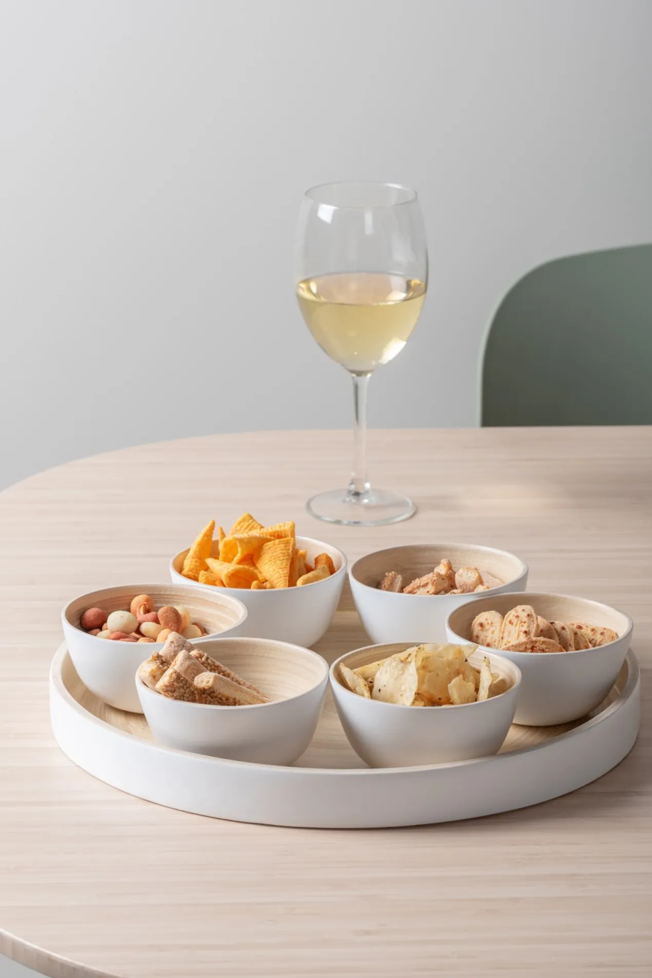 Snack tray Puro round bamboo natural