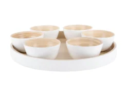 Snack tray Puro round bamboo white