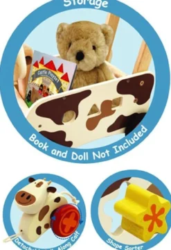 Speelgoed Duwwagen Schaap bruin/beige met trekfiguur