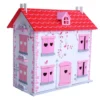 Speelgoed poppenhuis cottage wit/roze inclusief meubels