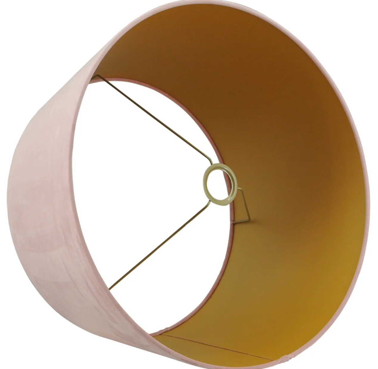 Staande lampenkap San Remo velours roze op goud 40x32x22cm
