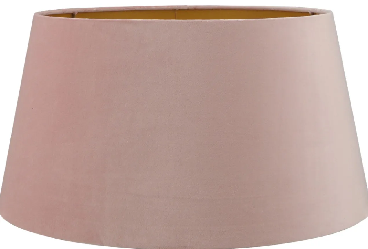 Staande lampenkap San Remo velours roze op goud 40x32x22cm