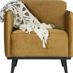Statement fauteuil met arm velvet honinggeel