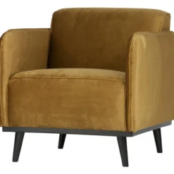Statement fauteuil met arm velvet honinggeel