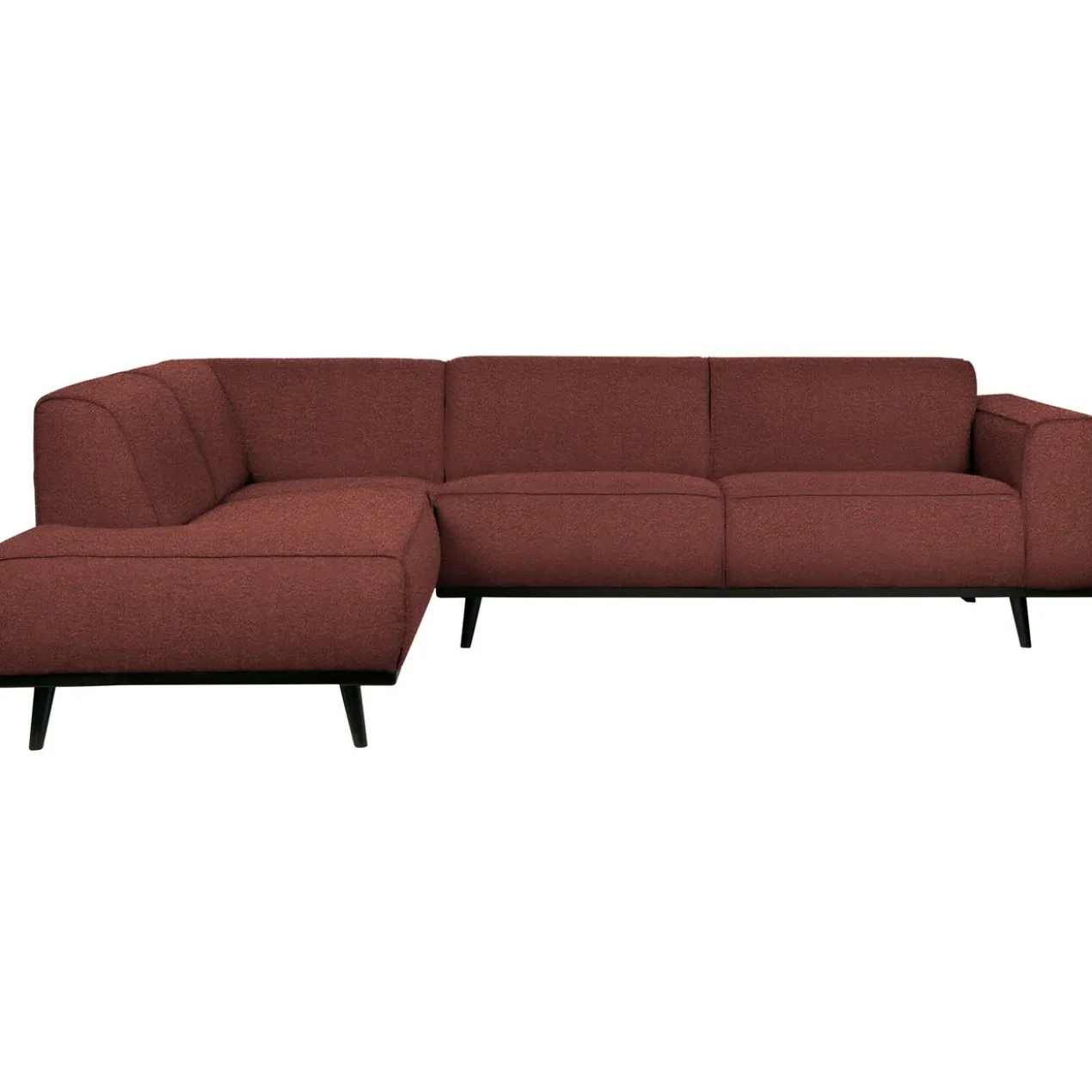 Statement hoekbank links boucle kastanjebruin