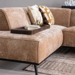 Statement hoekbank links chenille velvet perzikroze