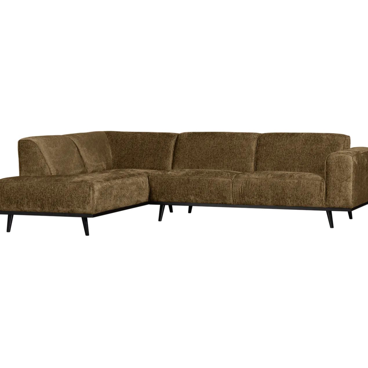 Statement hoekbank links structure velvet brass