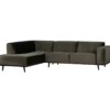 Statement hoekbank links velvet warmgroen