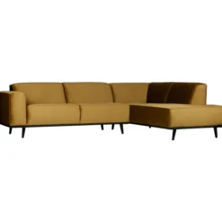Statement hoekbank rechts velvet honinggeel