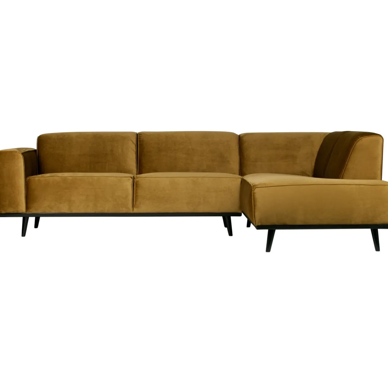 Statement hoekbank rechts velvet honinggeel