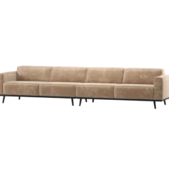Statement xl 4-zits bank 372 cm chenille velvet perzikroze