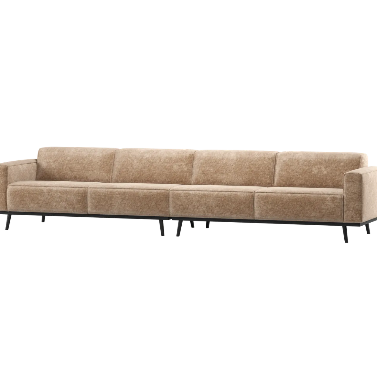 Statement xl 4-zits bank 372 cm chenille velvet perzikroze