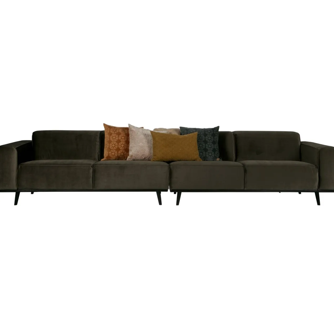 Statement xl 4-zits bank 372 cm velvet warmgroen