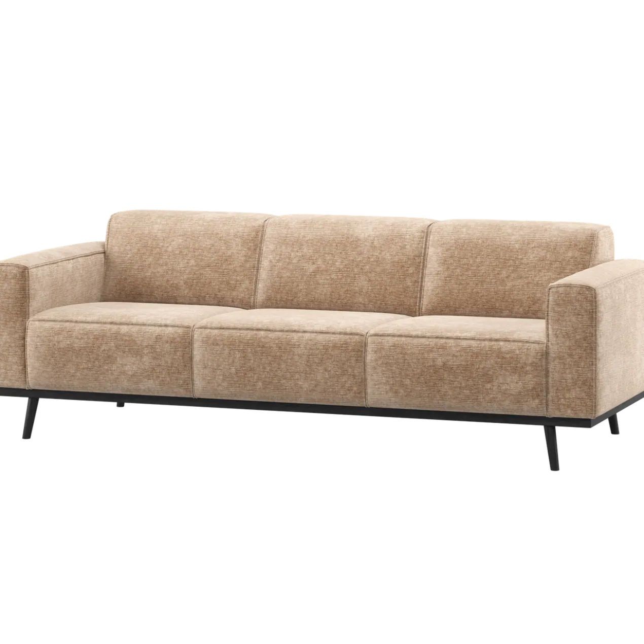 Statement 3-zits bank 230 cm chenille velvet perzikroze