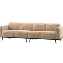 Statement 4-zits bank 280 cm chenille velvet perzikroze