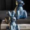 Statue Balloon Bunny large ceramic dark blue plated