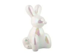 Statue Balloon Bunny large ceramic white plated