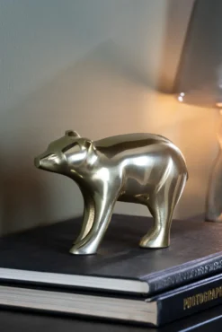 Statue Bear metal gold plated