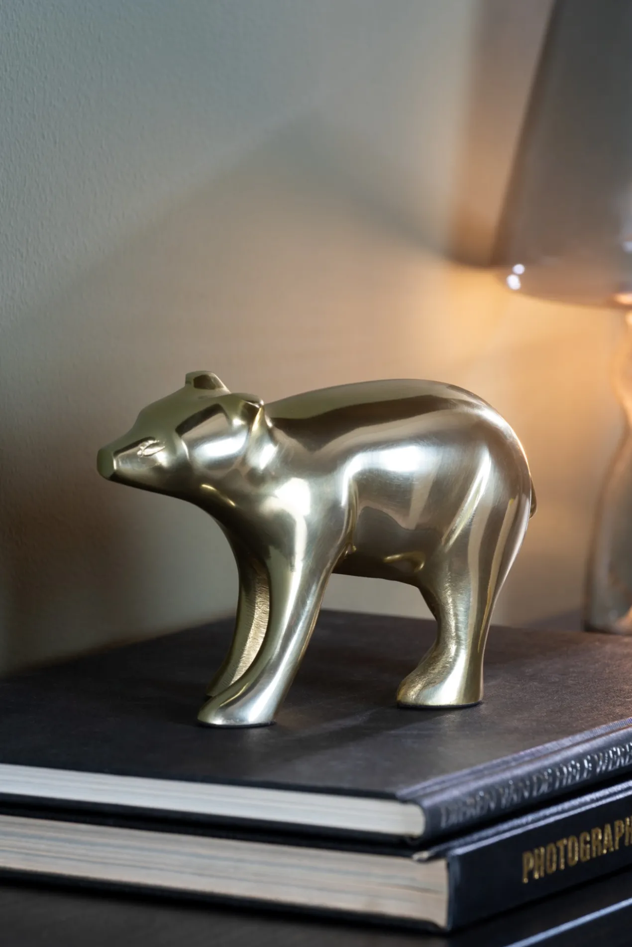 Statue Bear metal gun metal