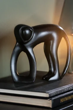 Statue Monkey metal matt black