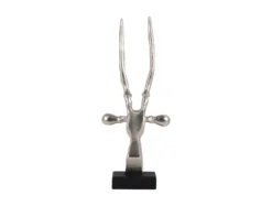 Statue Reindeer Head brushed silver