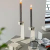 Steellish kandelaar Mono set van 2 Beigerood