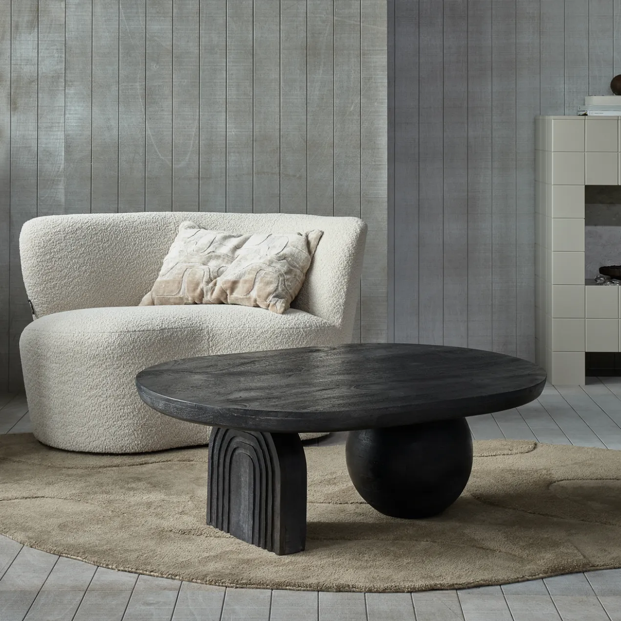 Steppe salontafel mangohout zwart