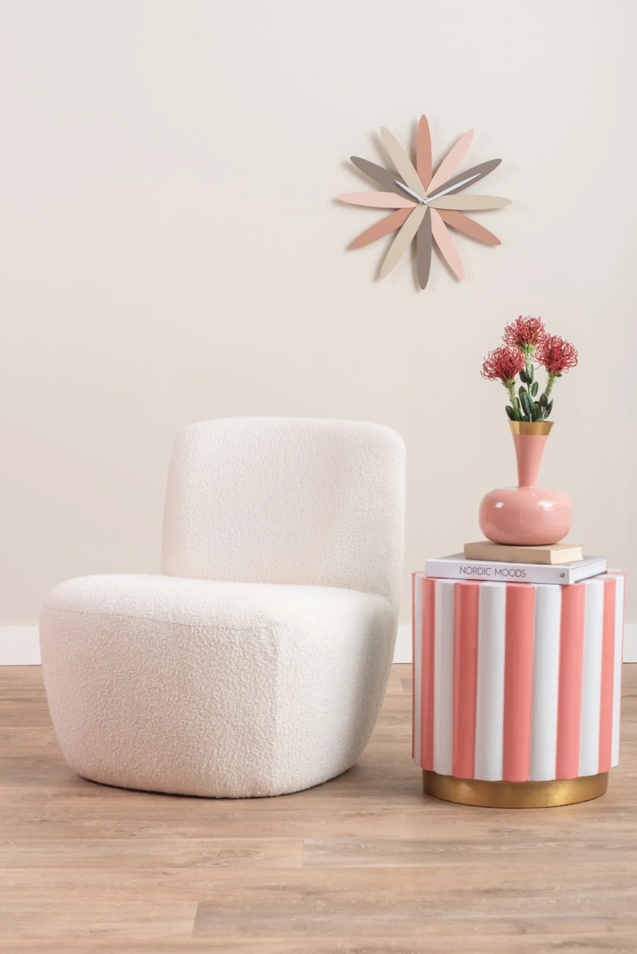 Stool Candy Swirl enamel flamingo pink & white