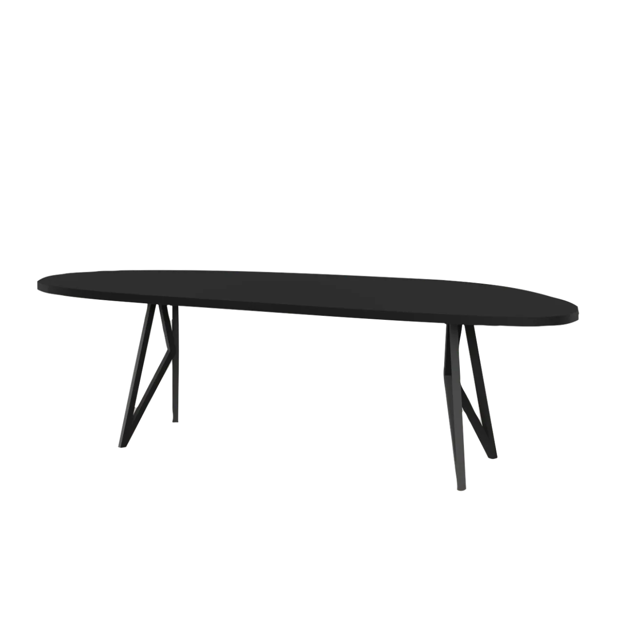 Studio HENK tafel Butterfly Blob - zwart frame, HPL Fenix nero ingo 200 x 100 | HPL Fenix Nero Ingo | Rechte Rand | Frame Zwart