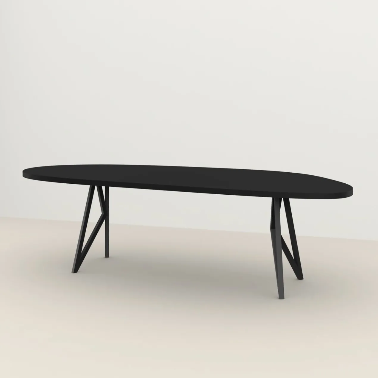Studio HENK tafel Butterfly Blob - zwart frame, HPL Fenix nero ingo 200 x 100 | HPL Fenix Nero Ingo | Rechte Rand | Frame Zwart