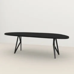 Studio HENK tafel Butterfly Blob - zwart frame, HPL Fenix nero ingo 220 x 100 | HPL Fenix Nero Ingo | Rechte Rand | Frame Zwart