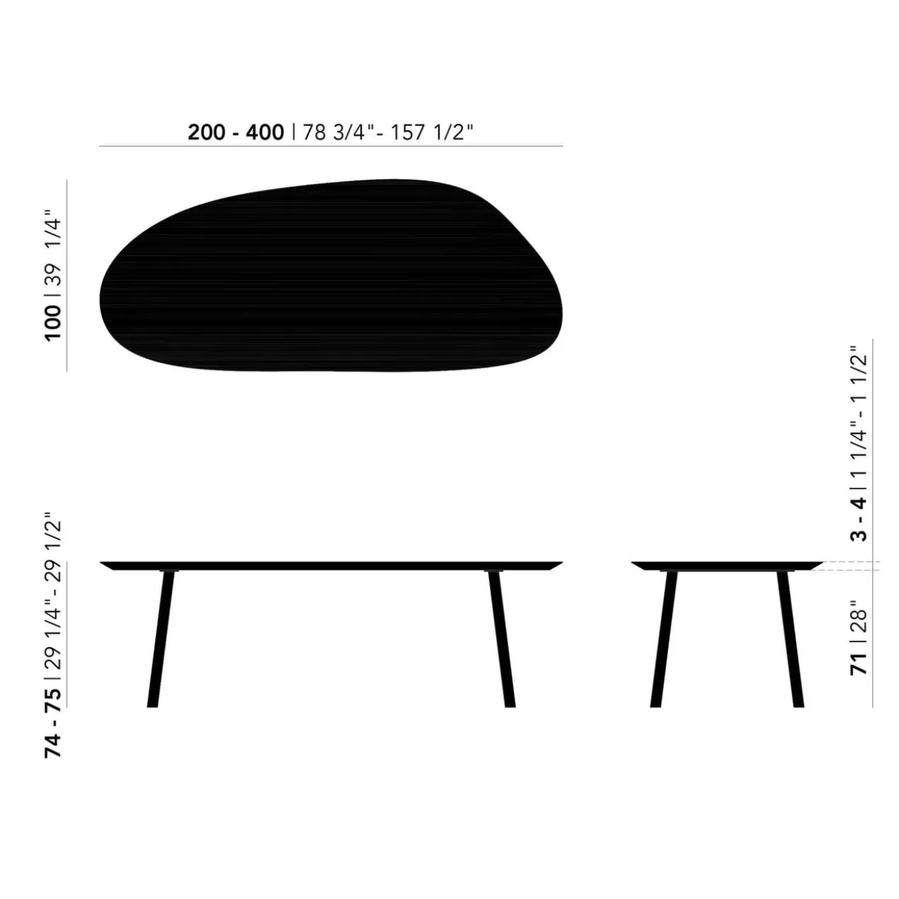 Studio HENK tafel Butterfly Blob - zwart frame, HPL Fenix ne