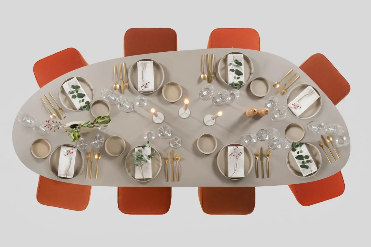 Studio HENK tafel Butterfly Blob - zwart frame, HPL Fenix nero ingo 280 x 100 | HPL Fenix Nero Ingo | Rechte Rand | Frame Zwart